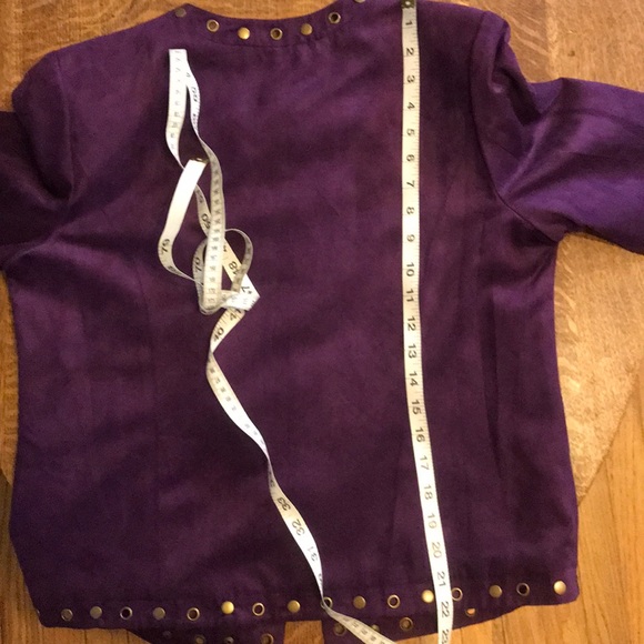 Trenz Purple Faux Suede Studded Open Front Jacket - Picture 7 of 7